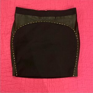 Flavio Castellani genuine leather Black Studded Women's mini  Skirt, S
